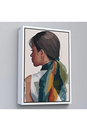 Ahşap Çerçeveli Güzel Retro Kadın Tablosu-7606
