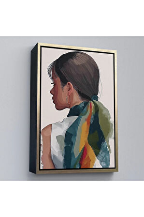 Ahşap Çerçeveli Güzel Retro Kadın Tablosu-7606