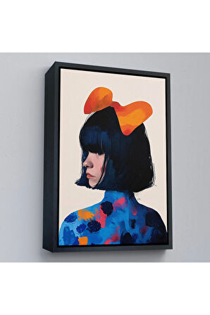 Ahşap Çerçeveli Küt Saçlı Güzel Kadın Tablosu-7607