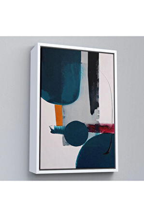 Ahşap Çerçeveli Mavi Tonlardaki Yağlıboya Görünümlü Tablo-7608