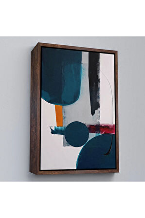 Ahşap Çerçeveli Mavi Tonlardaki Yağlıboya Görünümlü Tablo-7608