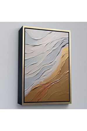 Ahşap Çerçeveli Sarı Ve Krem Tonlarındakı Yağlıboya Görünümlü Tablo-7611