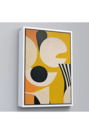Ahşap Çerçeveli Sarı Siyah Tonlu Soyut Tablo-7627