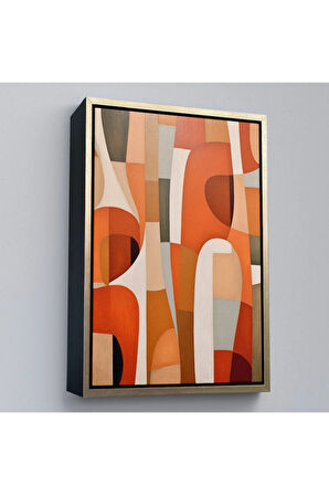 Ahşap Çerçeveli Geometrik Desenli Soyut Tablo-7628