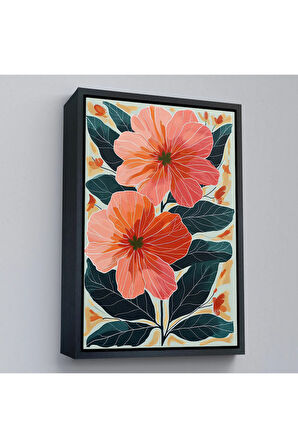 Ahşap Çerçeveli Şakayık Çiçekleri Tablo-7632