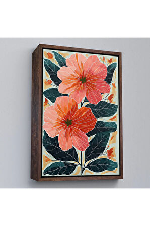 Ahşap Çerçeveli Şakayık Çiçekleri Tablo-7632