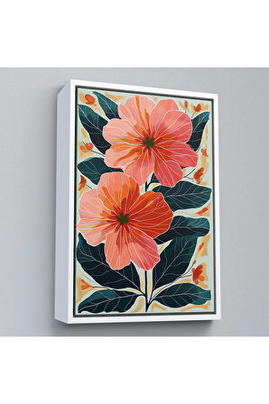 Ahşap Çerçeveli Şakayık Çiçekleri Tablo-7632