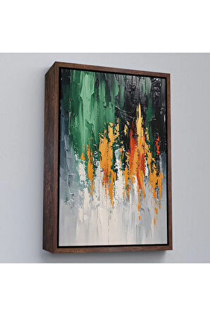 Ahşap Çerçeveli Yağlıboya Görünümlü Soyut Tablo-7633