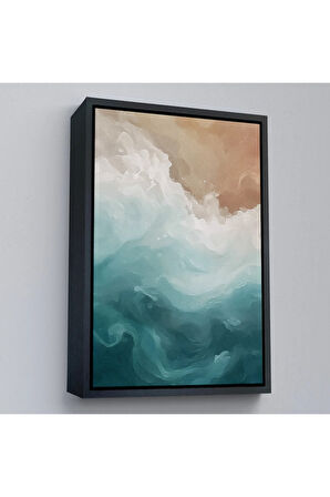 Ahşap Çerçeveli Okyanus Dalga Köpüğü Soyut Tablo-7634