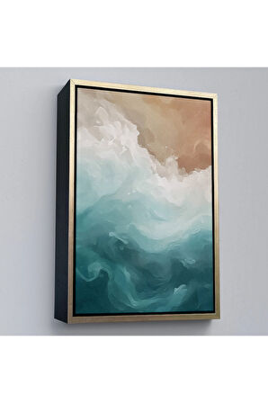 Ahşap Çerçeveli Okyanus Dalga Köpüğü Soyut Tablo-7634