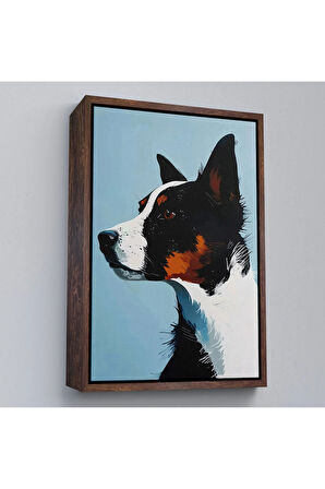 Ahşap Çerçeveli Sevimli Köpek Tablosu-7635