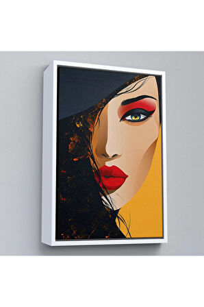 Ahşap Çerçeveli Güzel Soyut Kadın Tablo-7638