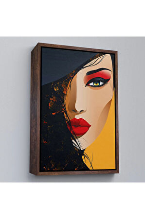 Ahşap Çerçeveli Güzel Soyut Kadın Tablo-7638
