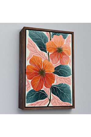 Ahşap Çerçeveli Şakayık Çiçekleri Tablo-7640