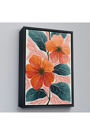 Ahşap Çerçeveli Şakayık Çiçekleri Tablo-7640