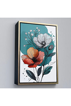 Ahşap Çerçeveli Haşhaş Çiçekleri Tablosu-7647