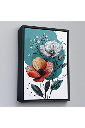 Ahşap Çerçeveli Haşhaş Çiçekleri Tablosu-7647
