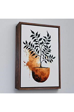 Ahşap Çerçeveli Dekoratif Minimal Bitki Tablosu-7651