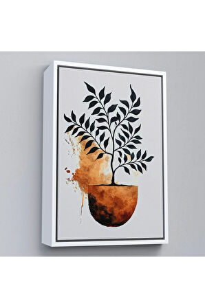 Ahşap Çerçeveli Dekoratif Minimal Bitki Tablosu-7651