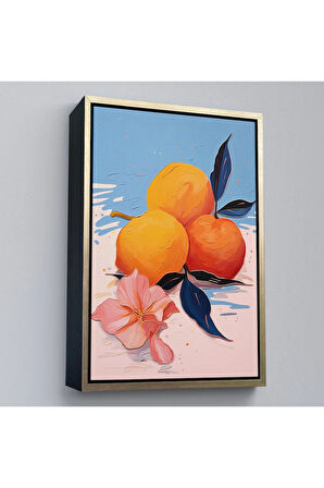 Ahşap Çerçeveli Masa Üstündeki Portakallar Tablo-7654