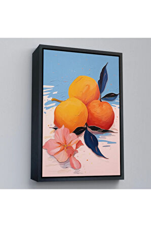 Ahşap Çerçeveli Masa Üstündeki Portakallar Tablo-7654