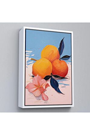 Ahşap Çerçeveli Masa Üstündeki Portakallar Tablo-7654