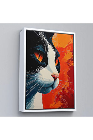 Ahşap Çerçeveli Cool Kedi Tablo-7658