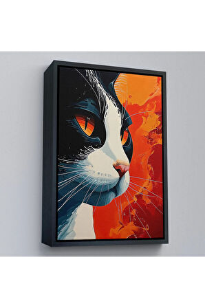 Ahşap Çerçeveli Cool Kedi Tablo-7658