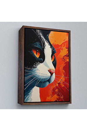 Ahşap Çerçeveli Cool Kedi Tablo-7658