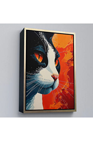 Ahşap Çerçeveli Cool Kedi Tablo-7658