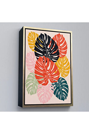 Ahşap Çerçeveli Tropikal Yapraklar Tablosu-7663
