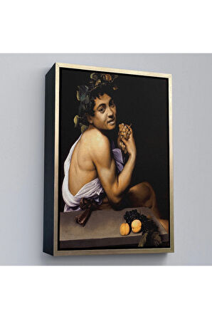 Ahşap Çerçeveli Genç Hasta Bacchus - Caravaggio Tablo-7665