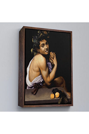 Ahşap Çerçeveli Genç Hasta Bacchus - Caravaggio Tablo-7665