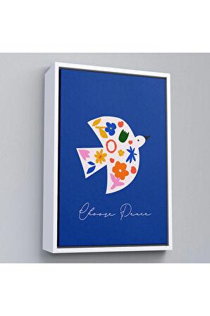 Ahşap Çerçeveli Minimalist Renkli Kuş Tablosu-7667