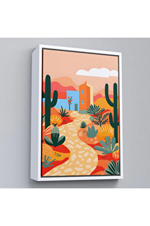 Ahşap Çerçeveli Pastel Tonlardaki Minimalist Meksikan Tablo-7671