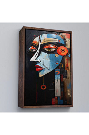 Ahşap Çerçeveli Rustik Soyut Kadın Tablosu-7676