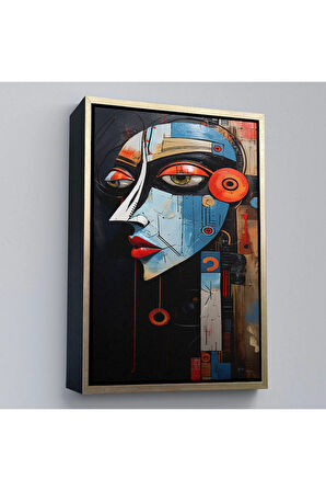 Ahşap Çerçeveli Rustik Soyut Kadın Tablosu-7676