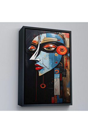 Ahşap Çerçeveli Rustik Soyut Kadın Tablosu-7676