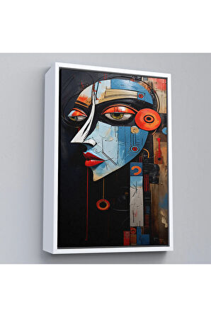 Ahşap Çerçeveli Rustik Soyut Kadın Tablosu-7676