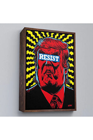 Ahşap Çerçeveli Irkçı Donald Trump Racism Tablo-7679