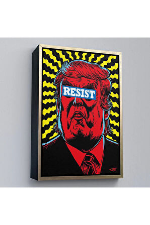 Ahşap Çerçeveli Irkçı Donald Trump Racism Tablo-7679