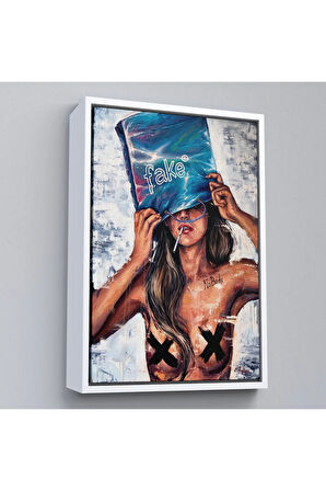 Ahşap Çerçeveli No Body Fake Feminist Tablo-7685