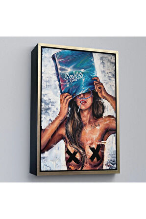 Ahşap Çerçeveli No Body Fake Feminist Tablo-7685