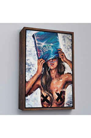Ahşap Çerçeveli No Body Fake Feminist Tablo-7685