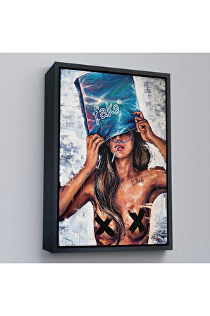 Ahşap Çerçeveli No Body Fake Feminist Tablo-7685