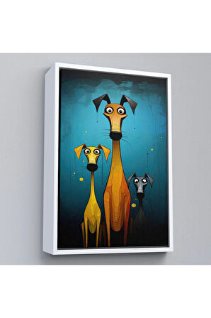Ahşap Çerçeveli Çılğın Köpek Ailesi Tablo-7687