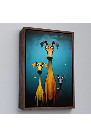 Ahşap Çerçeveli Çılğın Köpek Ailesi Tablo-7687