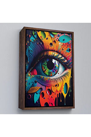 Ahşap Çerçeveli Renkli Soyut Göz Tablosu-7691