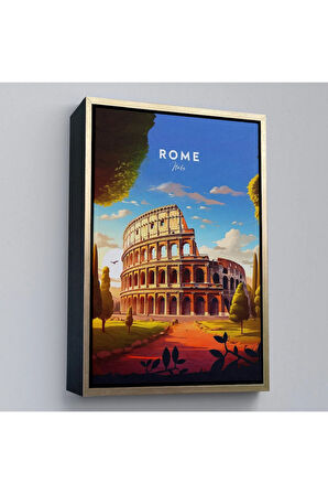 Ahşap Çerçeveli Roma İtalya Kolezyum Tablo-7701
