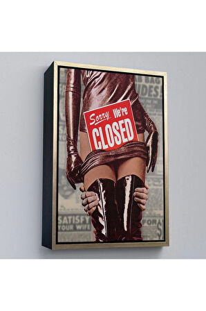 Ahşap Çerçeveli Sorry We'Re Closed Tablo - Üzgünüm Kapalıyız-7705